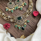 Premium Green Victorian Diamond Hasli Choker-VV1908